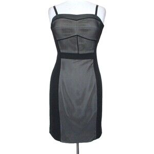 Black Halo Black Bodycon Mini Dress Sexy Sheath Adjustable Strap Size 4 Women